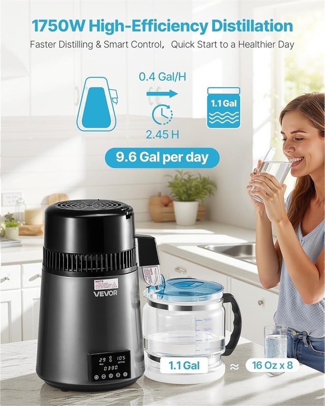 Water Distiller, 4L 1.1 Gallon Pure Water Purifier Filter - photo 2