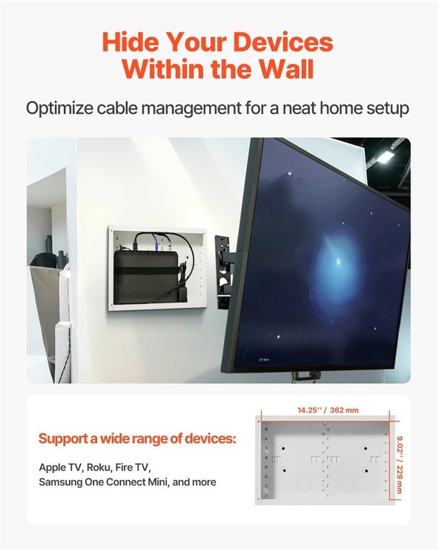 9" VEVOR Structured Media Enclosure, 9-Inch, Recessed in-Wall - photo 2