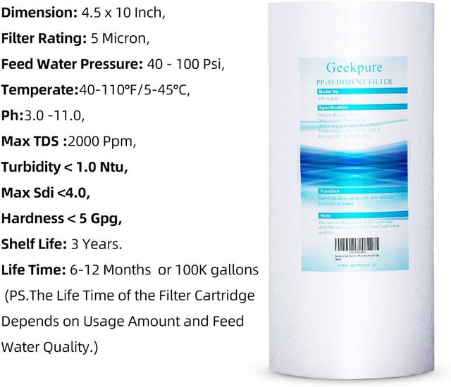 10 Inch Universal Polypropylene PP Sediment Filter Cartridge - photo 2