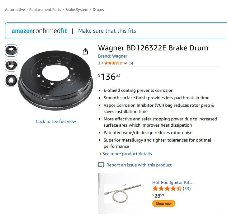 Wagner BD126322E Brake Drum - photo 2