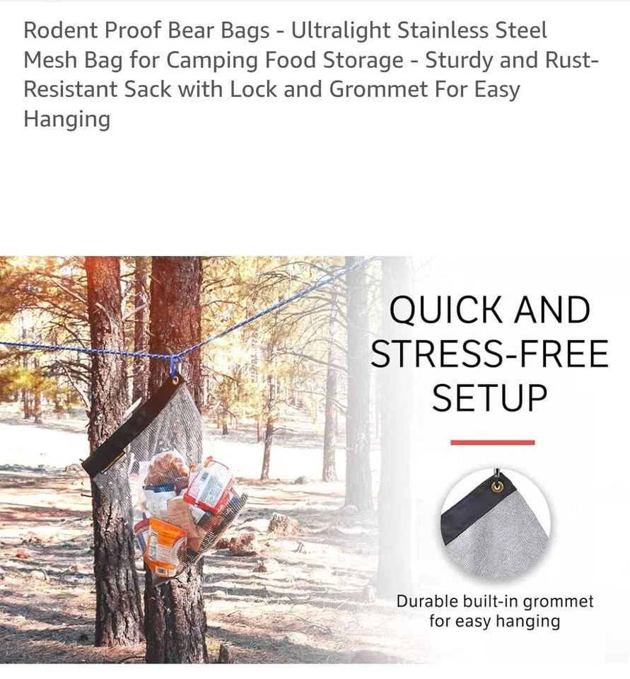 Rodent Proof Bear Bag - Ultralight Stainless Steel Mesh - photo 5