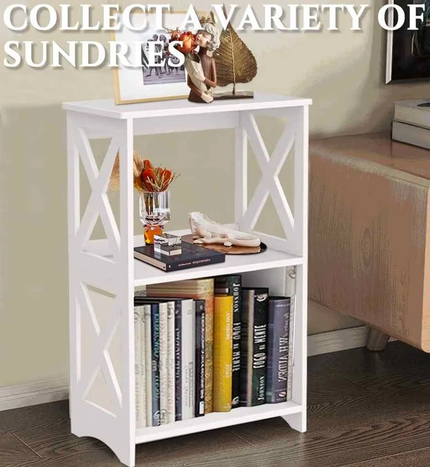 Small 2-Layer White Bookshelf / Side Table - photo 4