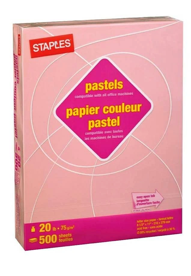 Staples 30% Recycled Pastel Pink Copy Paper - 8.5" x 11"