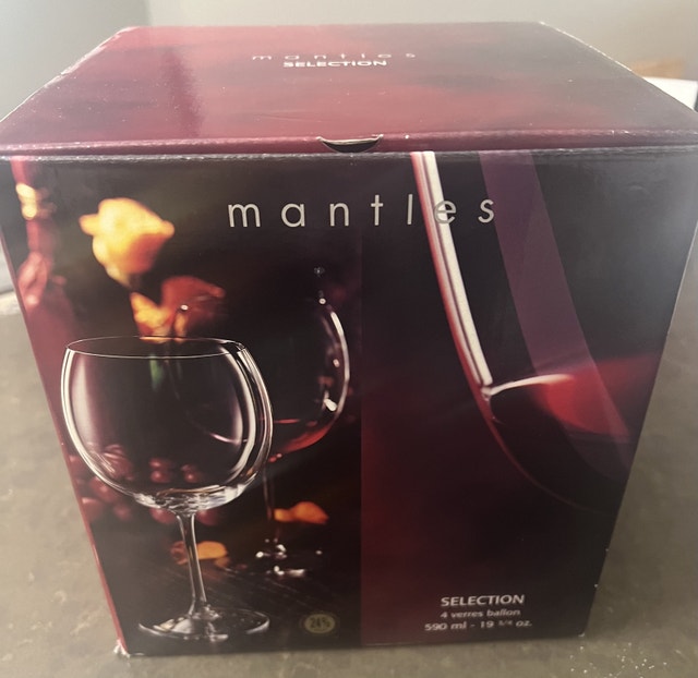 4 New Mantles Large Red Wine Glasses 24% Lead Crystal