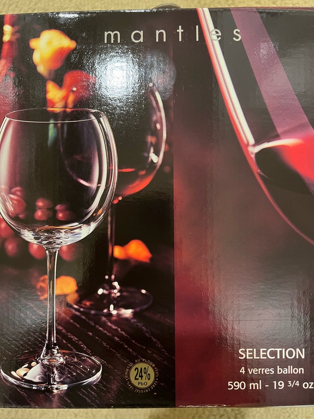 4 New Mantles Large Red Wine Glasses 24% Lead Crystal - photo 3