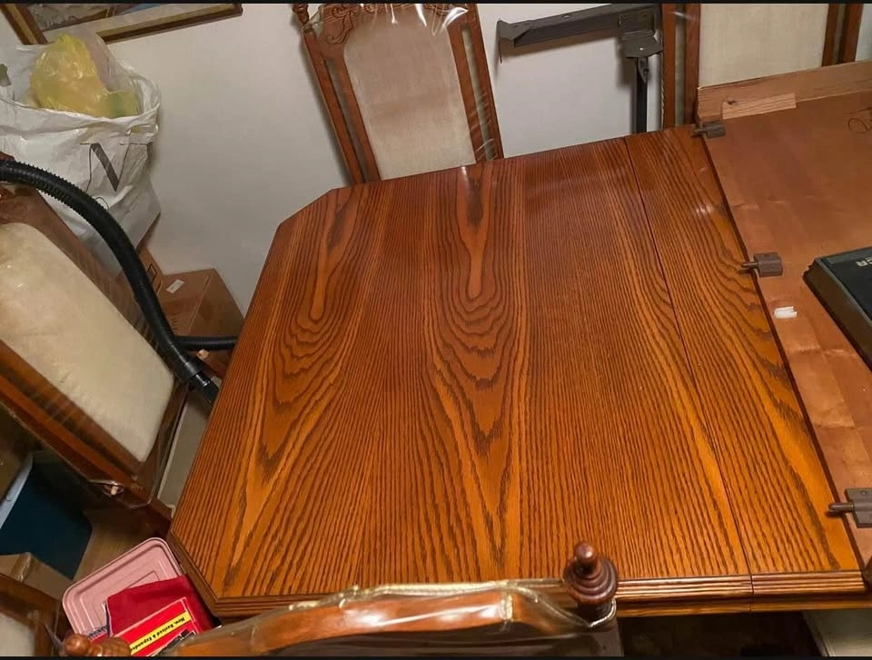Solid Oak Vintage Dining Set – Table, Extension Leaves & 6 Chair - photo 2