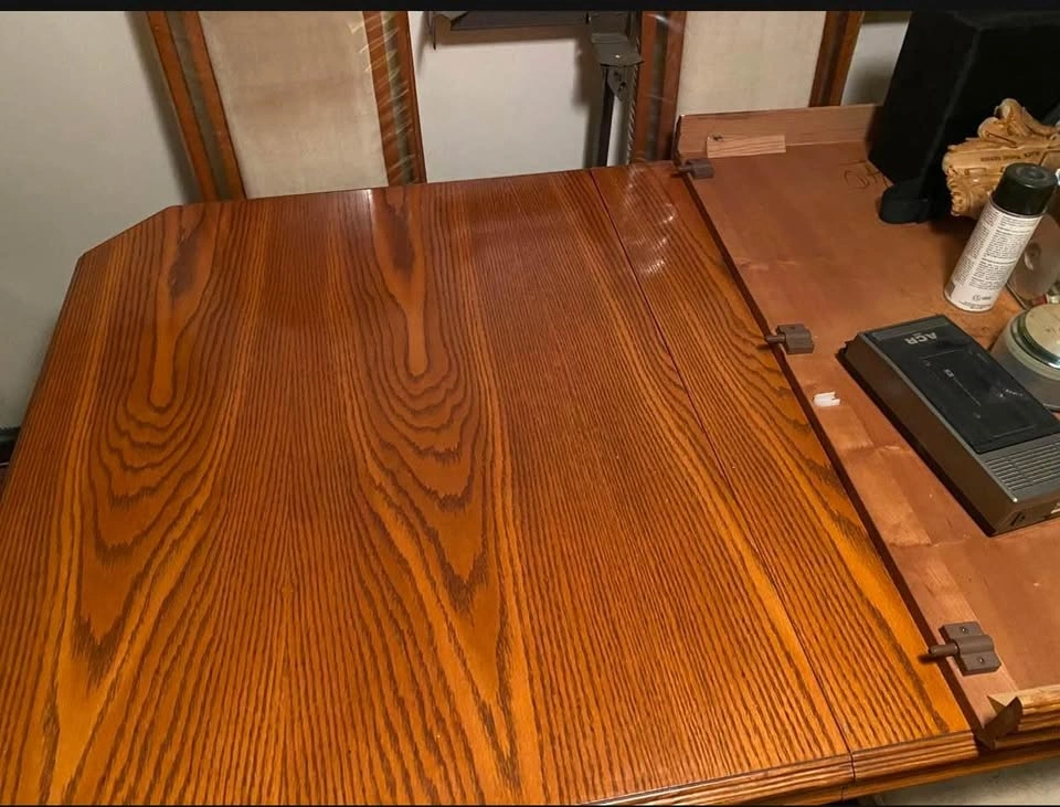 Solid Oak Vintage Dining Set – Table, Extension Leaves & 6 Chair - photo 3