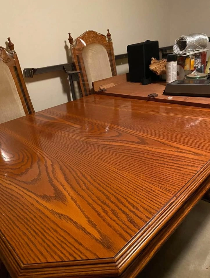 Solid Oak Vintage Dining Set – Table, Extension Leaves & 6 Chair - photo 4