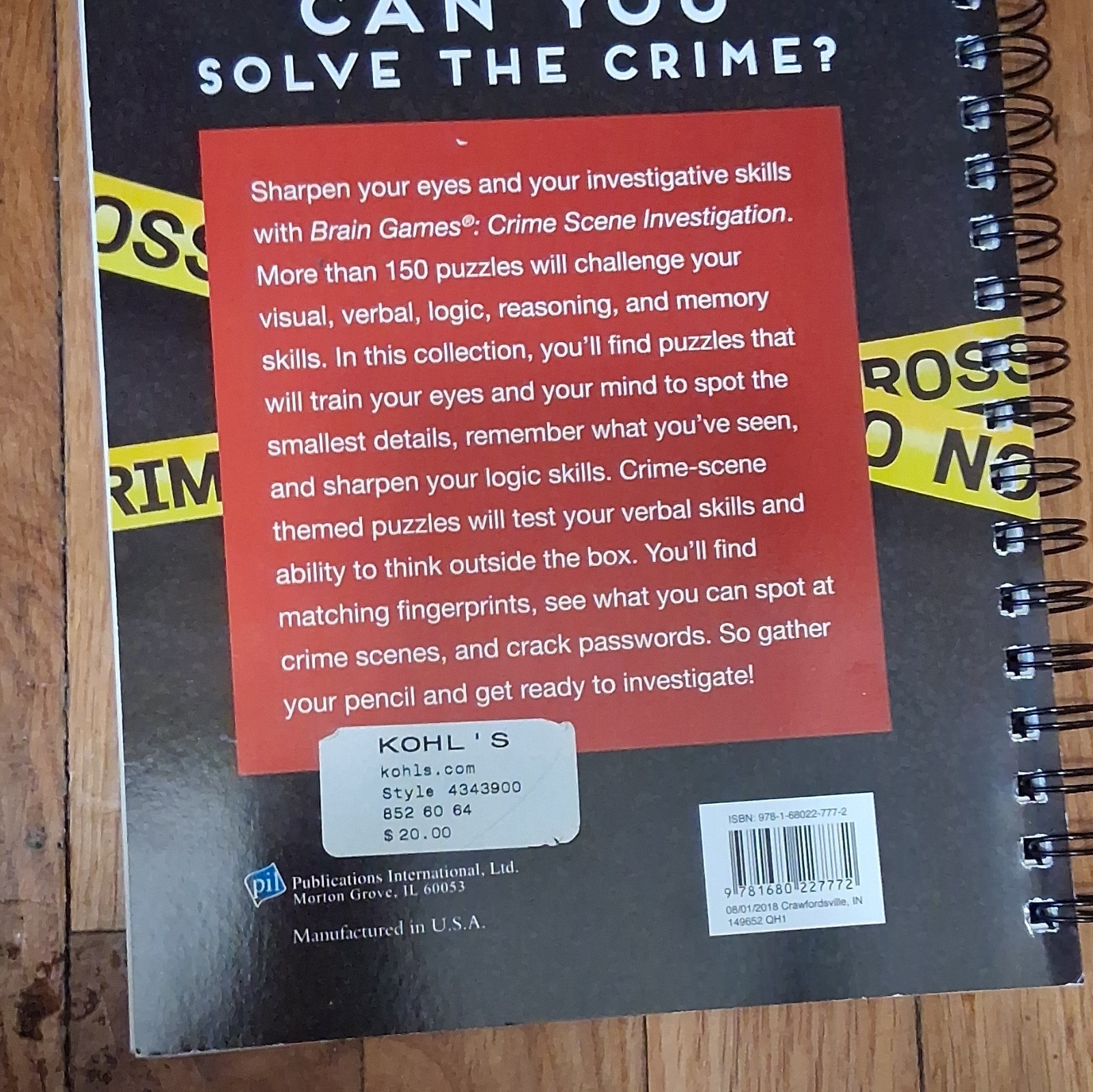 Brain Games: CSI Crime Scene Investigation Spiral Bound Puzzle B