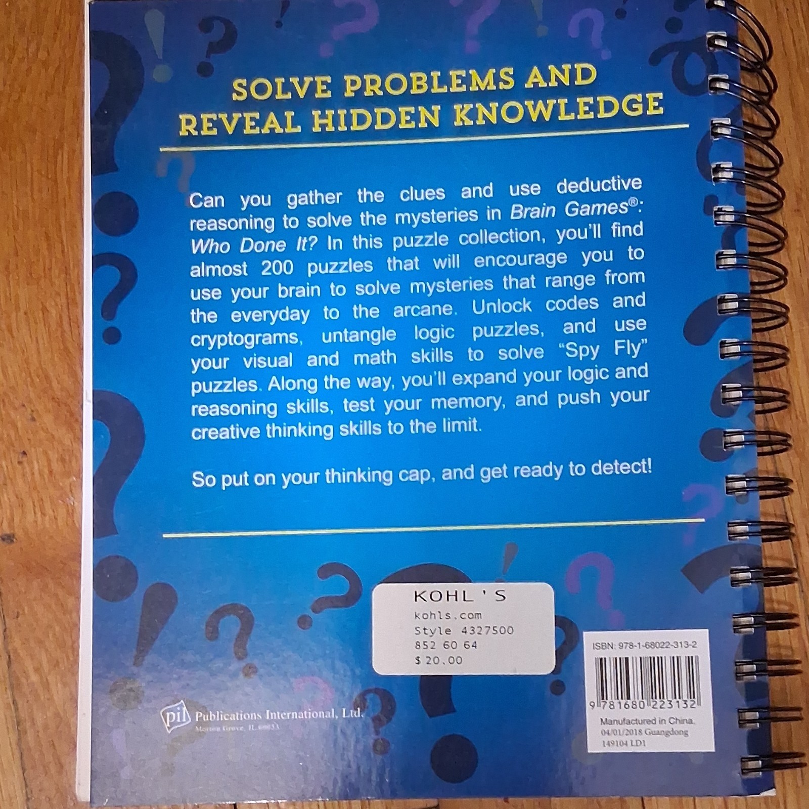 Brain Games: Who Done It? Spiral-Bound Puzzle Activity Book (201