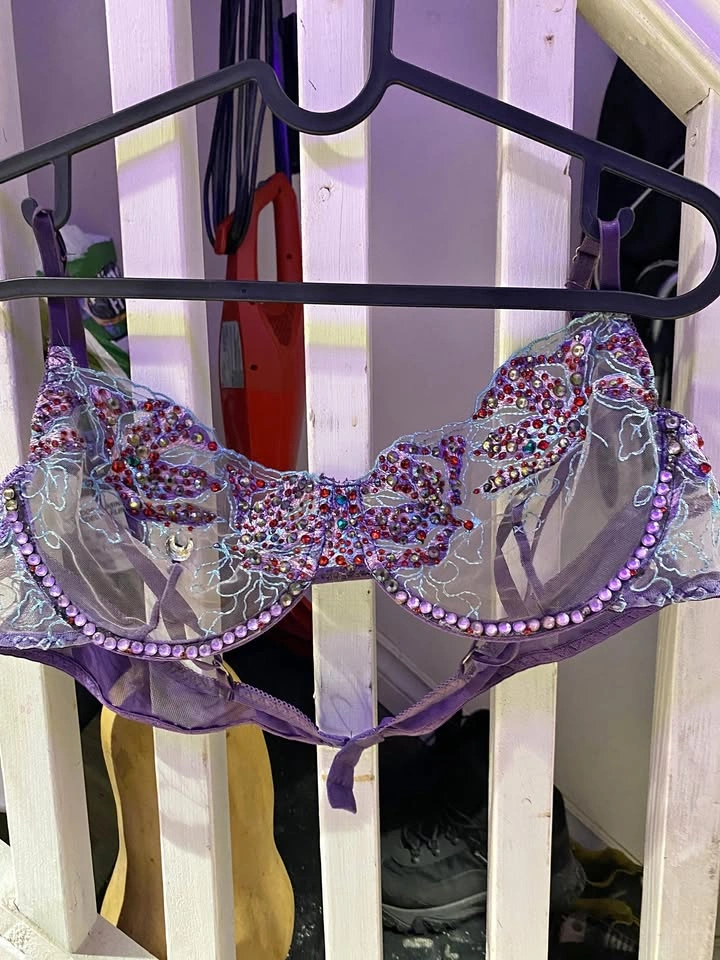 Purple Hand Bejeweled Bra Costume Piece