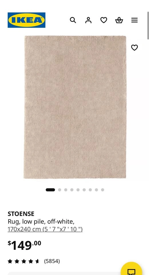 IKEA STOENSE Rug – Off-White (170 x 240 cm)