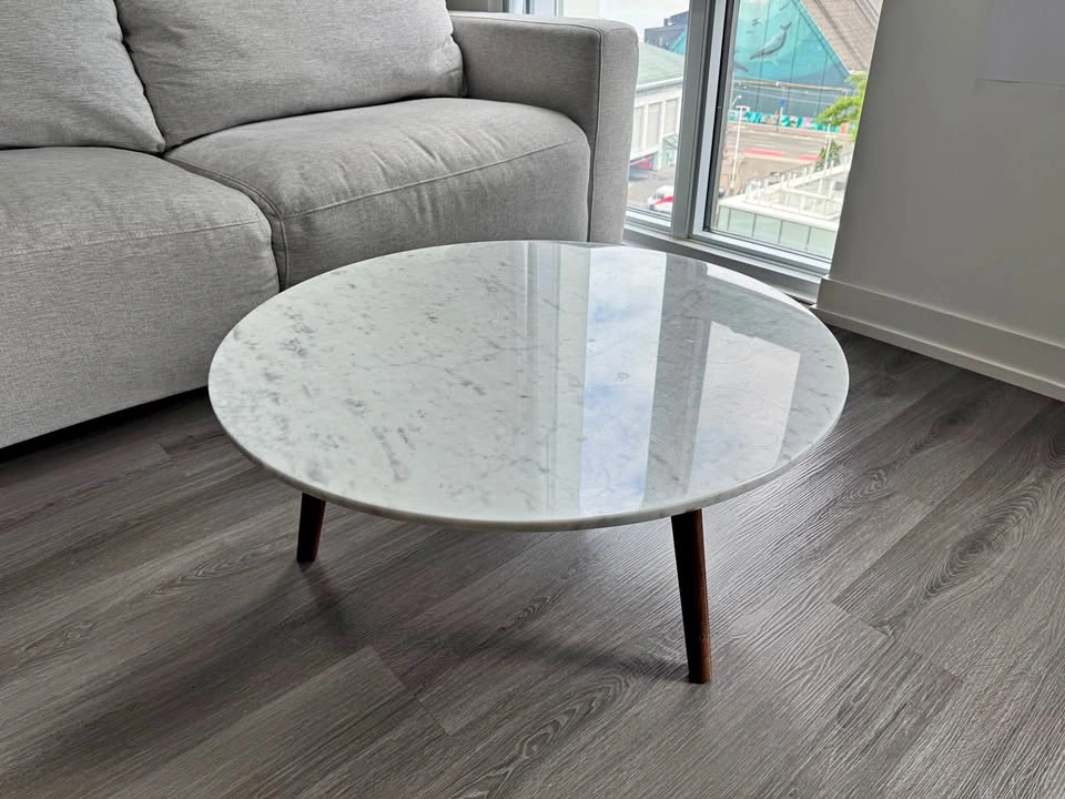 80cm Round White Marble Coffee Table