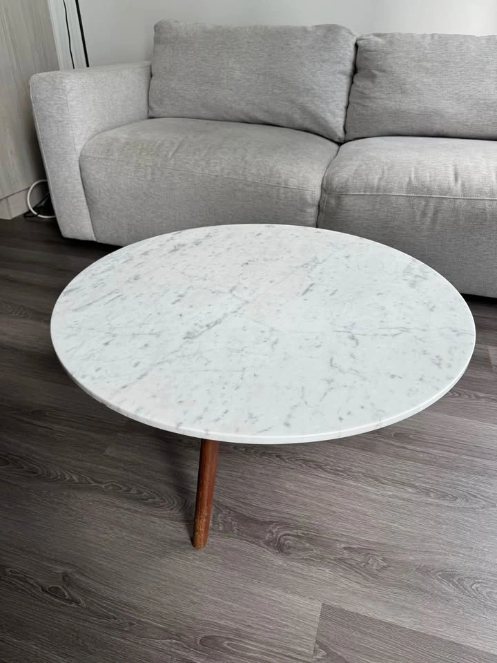 80cm Round White Marble Coffee Table - photo 3
