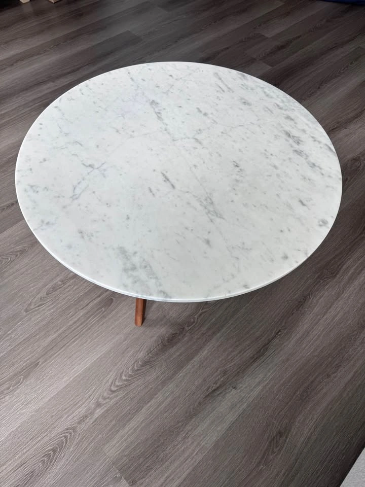 80cm Round White Marble Coffee Table - photo 4