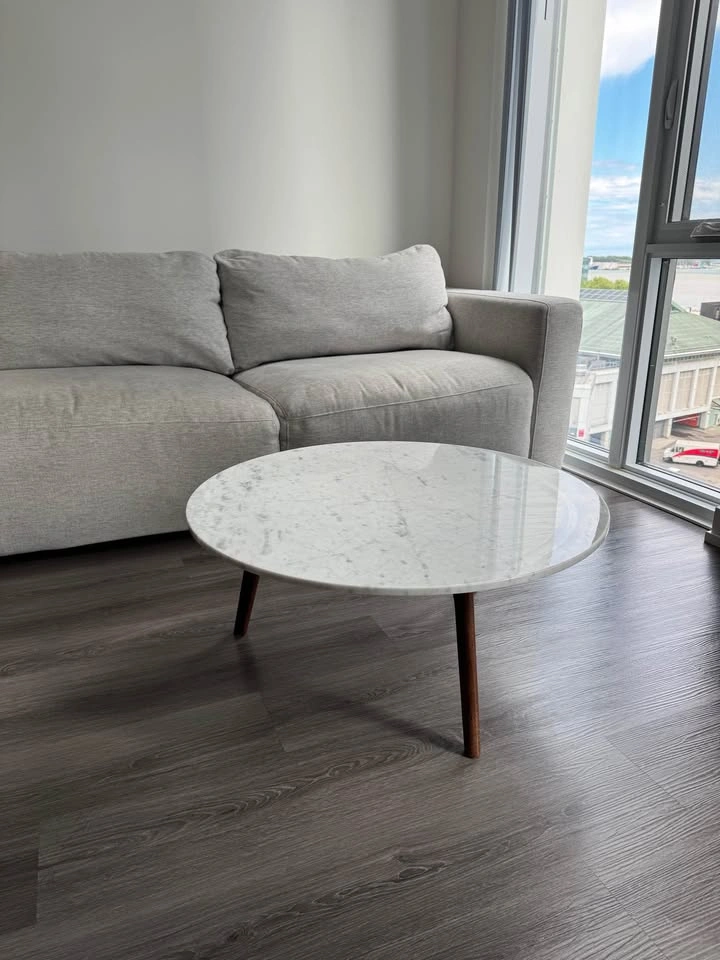 80cm Round White Marble Coffee Table - photo 5