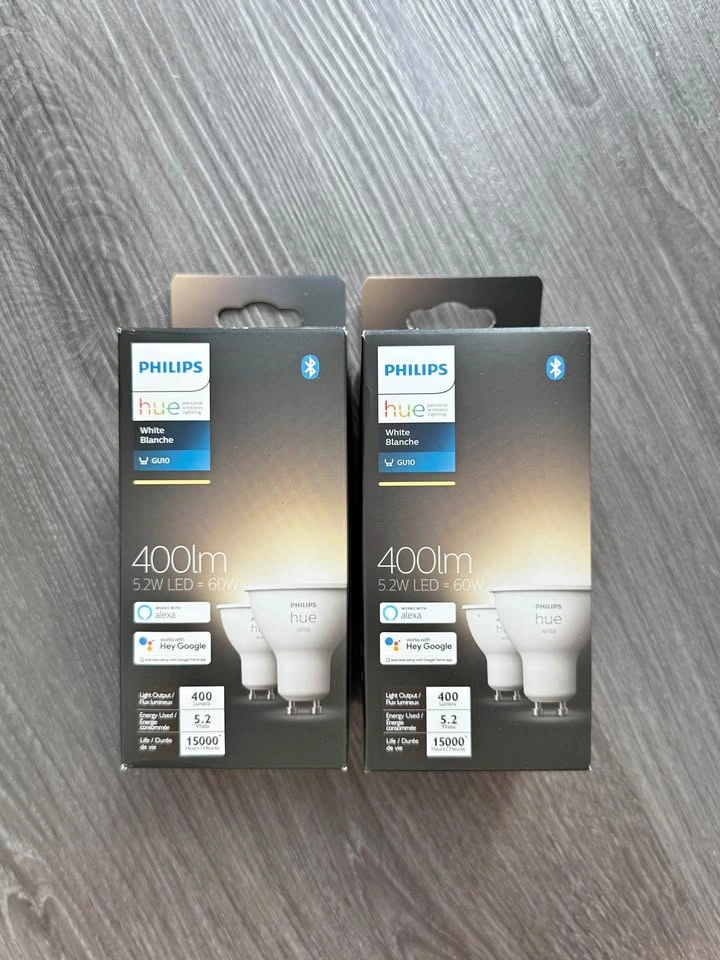 Philips Hue White GU10 Smart Bulbs (2 Boxes / 4 Bulbs Total)