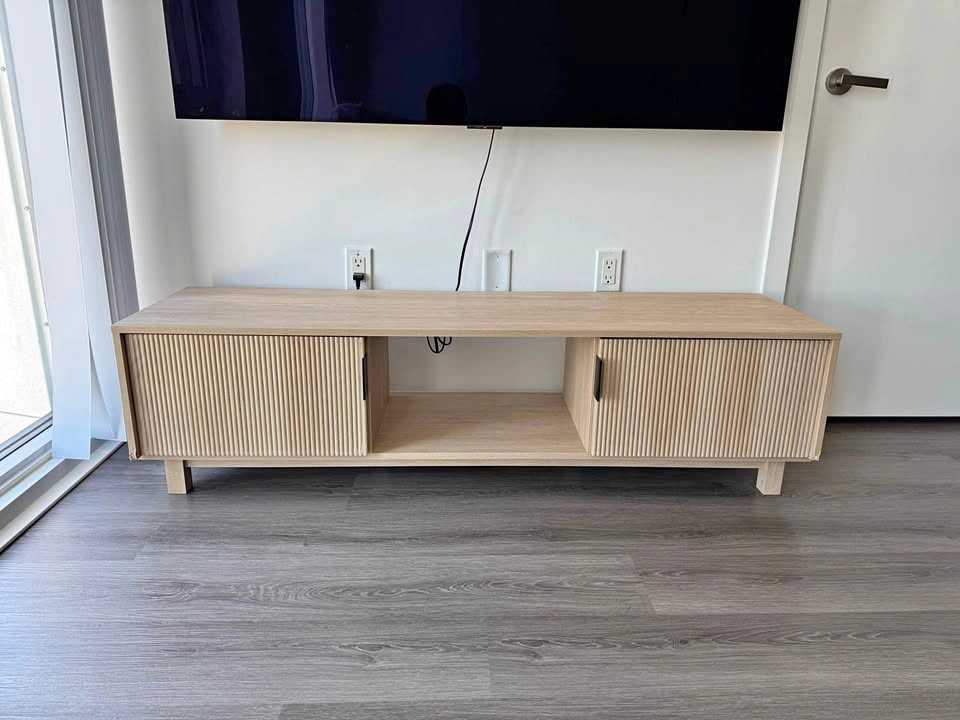 Modern Fluted Light Oak TV Unit / Media Drawer