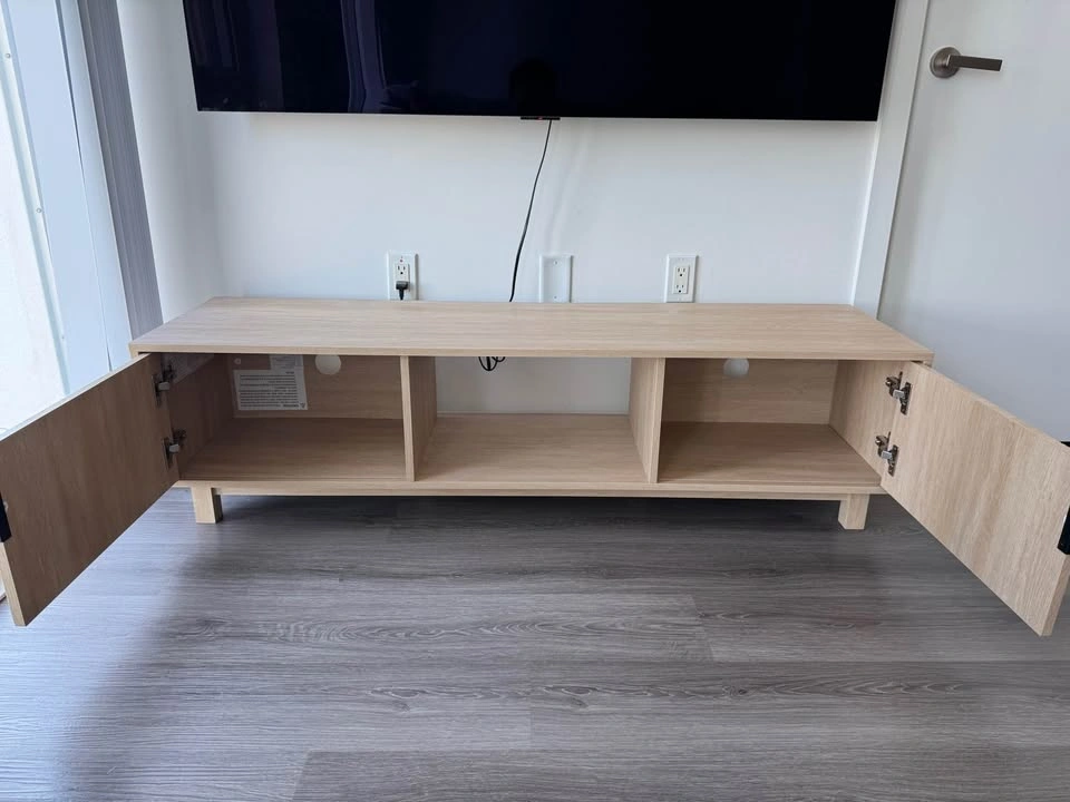 Modern Fluted Light Oak TV Unit / Media Drawer - photo 2