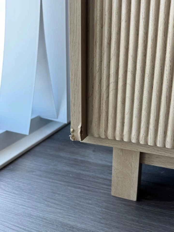 Modern Fluted Light Oak TV Unit / Media Drawer - photo 5