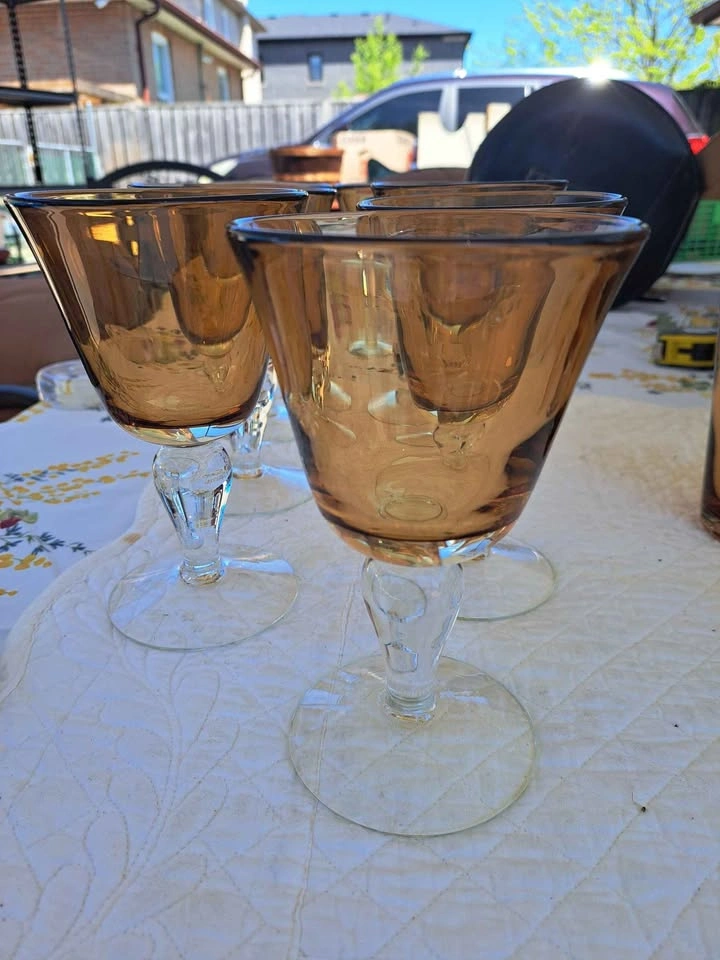 Vintage Artland Iris 8 Amber Wine Goblet - Hand-Blown Stemware ⚽ - photo 3