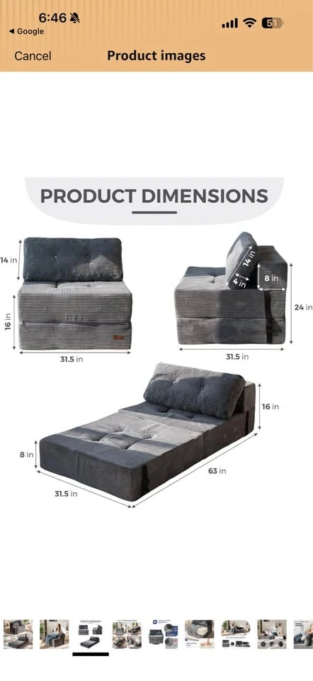 Brand New Foldable Floor Sofa Bed / Convertible Chair - photo 2