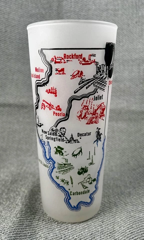 Vintage Frosted State of Illinois Tumbler with Cardinal - photo 2