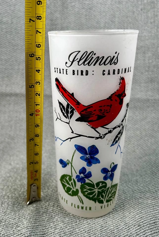 Vintage Frosted State of Illinois Tumbler with Cardinal - photo 3