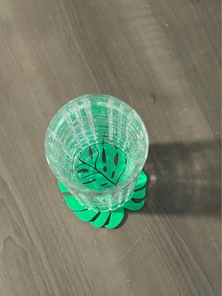 3D Printed Monstera Leaf Coaster Set — 4 Coasters with Holder - photo 5