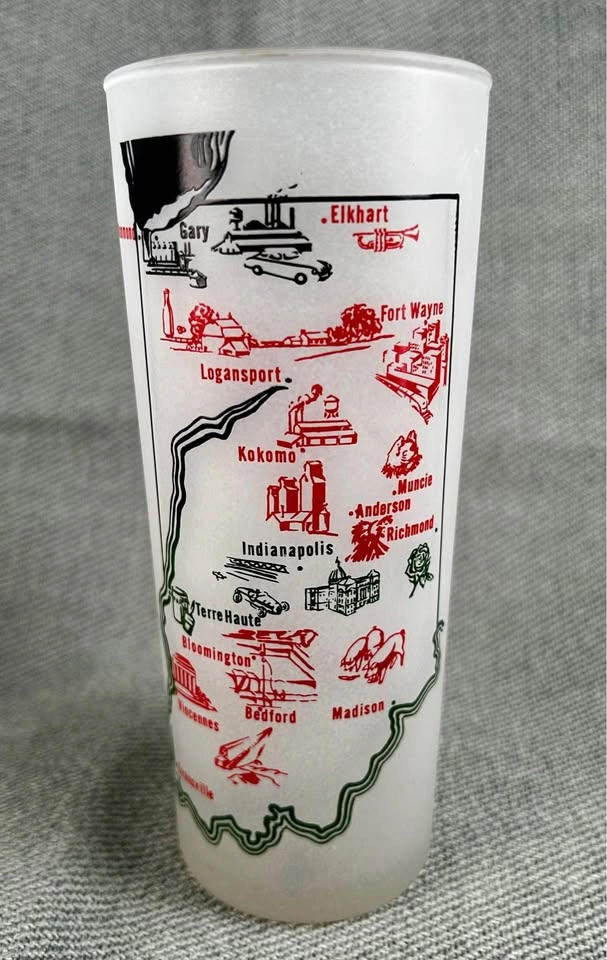 Vintage Frosted State of Indiana Tumbler with Cardinal and Zinni - photo 2