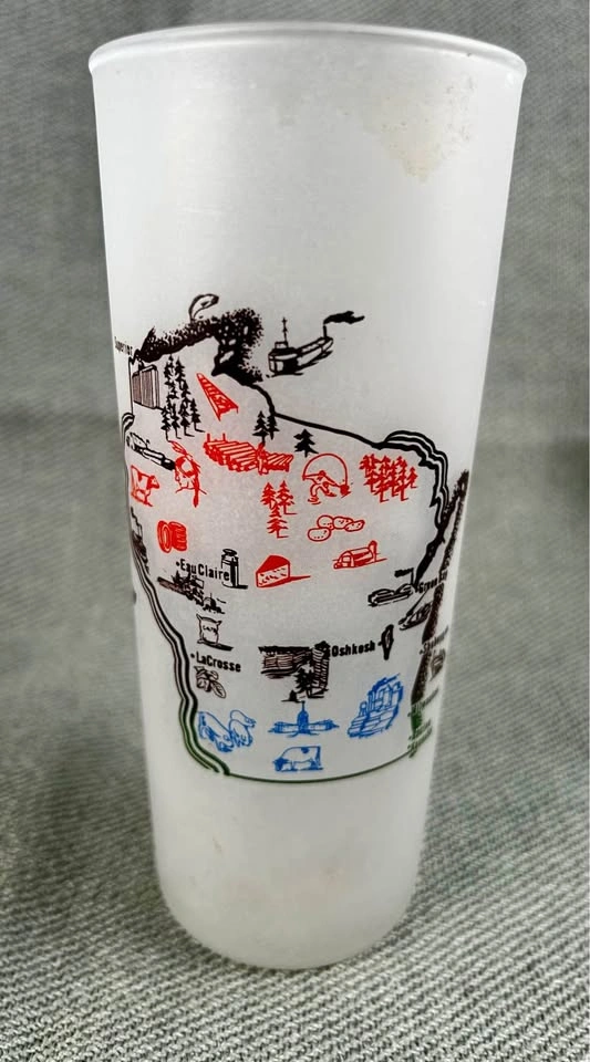 Vintage Frosted State of Wisconsin Tumbler with Robin and Violet - photo 2