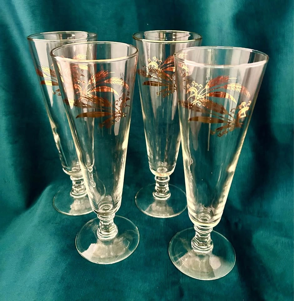 Vintage MCM Homer Laughlin "Prairie Gold" Pilsner Glasses, Set o - photo 3