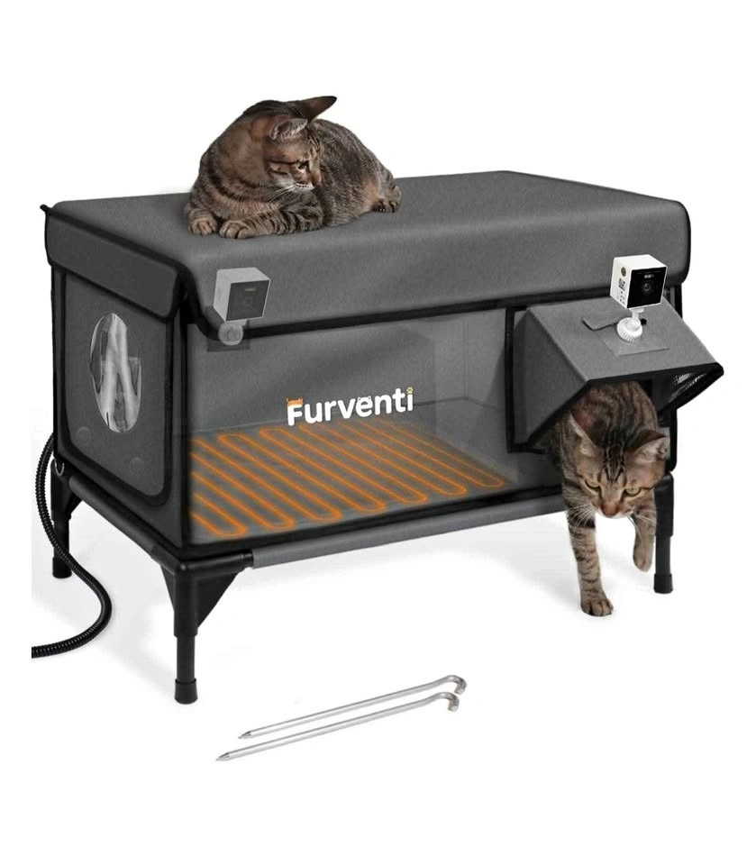 Furventi Camera Enabled Waterproof Heated Outdoor Cat House