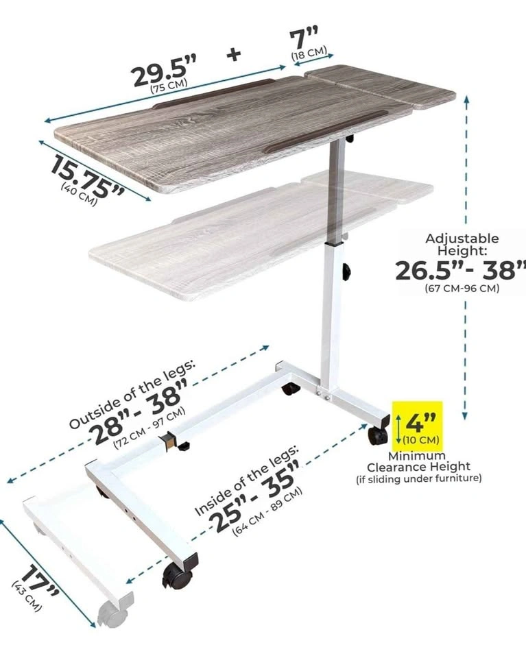 Recliner Over Bed Table, Adjustable Width & Height, Split-Tilt - photo 4