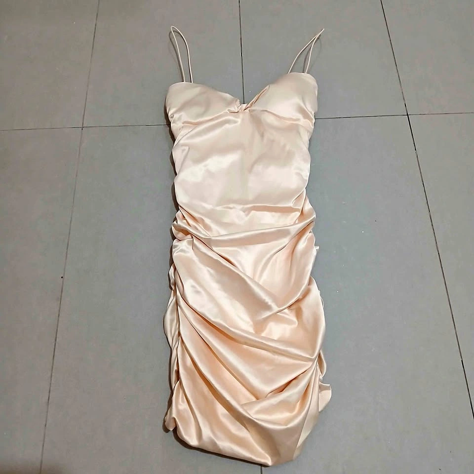⚽ Champagne Ruched Mini Prom Dress Princess Polly