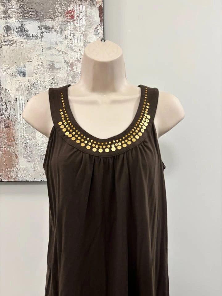 LOFT Ann Taylor Womens MP Brown Gold Sequin Shift Dress⚽️ - photo 2
