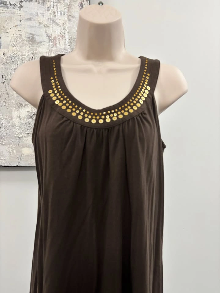 LOFT Ann Taylor Womens MP Brown Gold Sequin Shift Dress⚽️ - photo 3