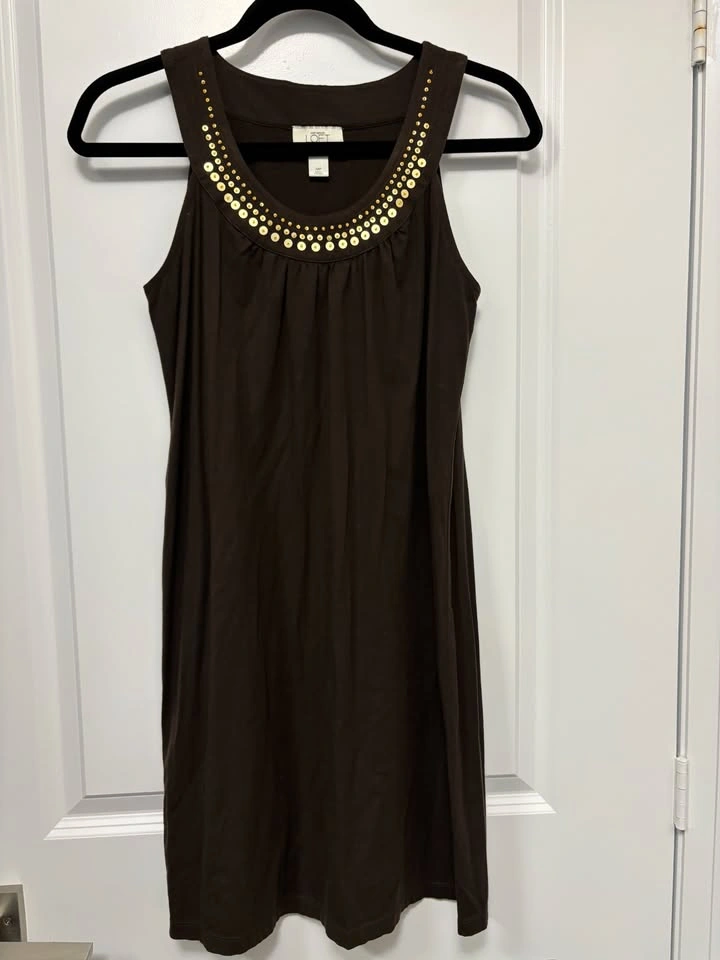 LOFT Ann Taylor Womens MP Brown Gold Sequin Shift Dress⚽️ - photo 4