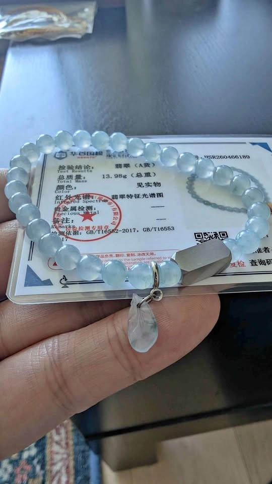 Grade A Burmese “True Icy” Blue-Purple Jadeite Bead Bracelet