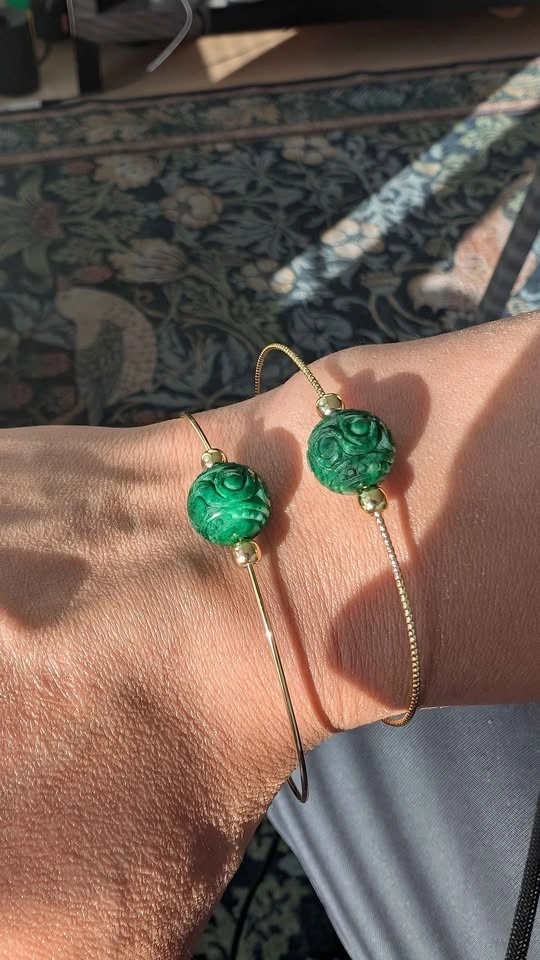 Vivid "Jedi" Hot Green Jadeite Bracelet (干青) - photo 5