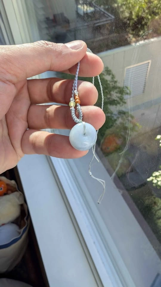Grade A Blue-Lavender Jadeite "Safety Donut" Pendant - photo 3