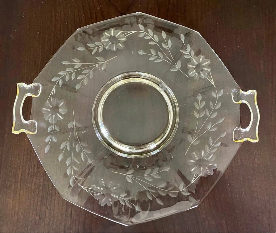 Rare Find! Vintage 1930s Lancaster Glass Yellow Depression Tray