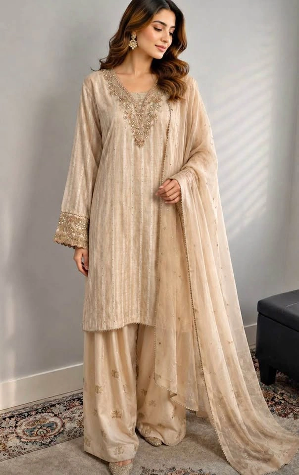 Elegant Embroidered 3-Piece Pakistani Suit