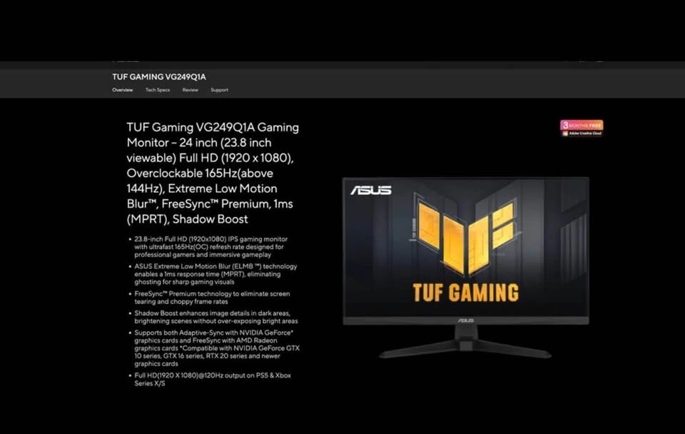 GAMING MONITOR ASUS TUF IPS 165hz - photo 3