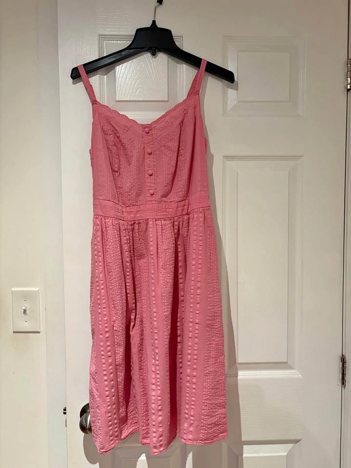 Torrid Pink Seersucker Eyelet Midi Dress