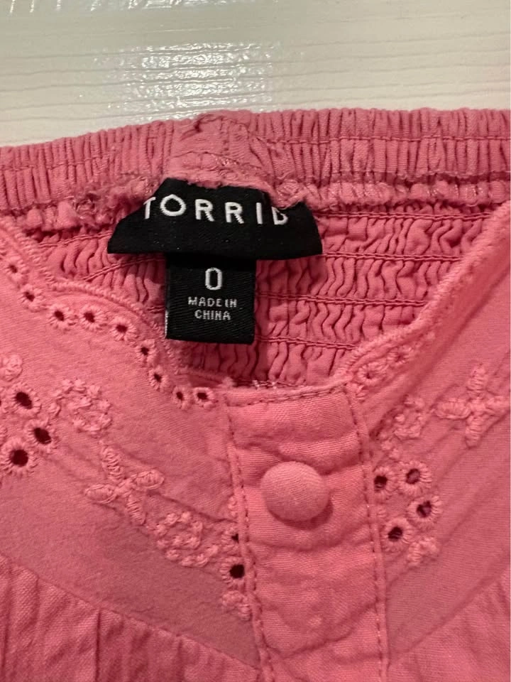 Torrid Pink Seersucker Eyelet Midi Dress - photo 2