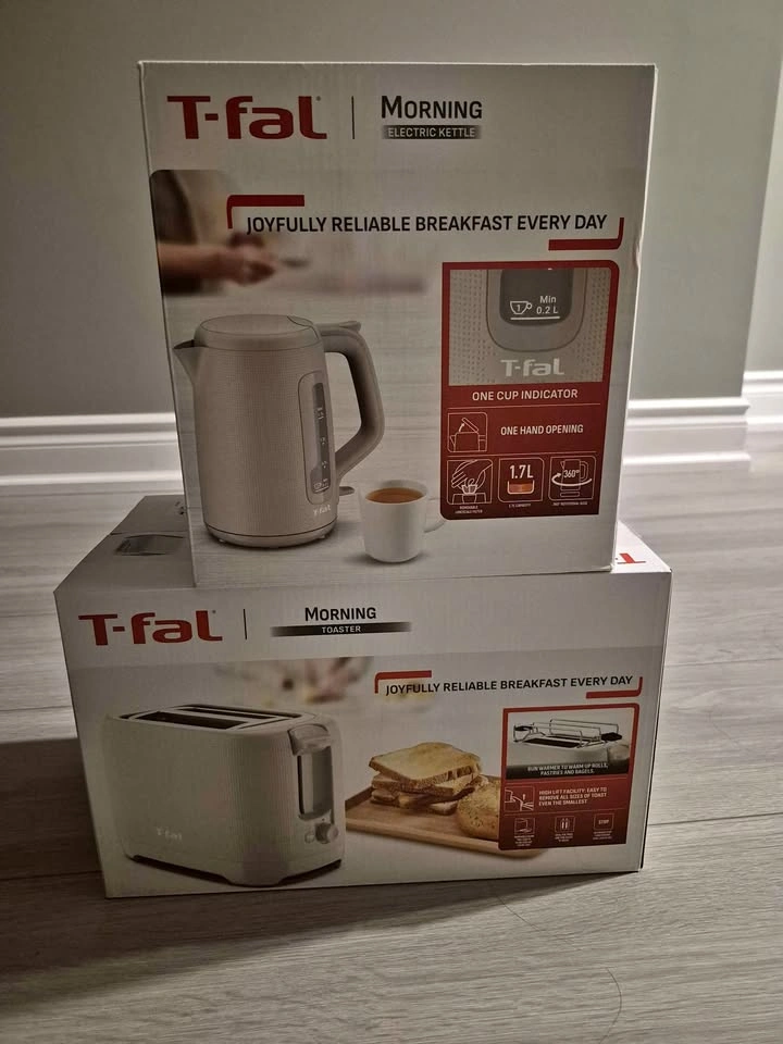 Brand New T-Fal Electric Kettle 1.7L & Toaster Beige Set