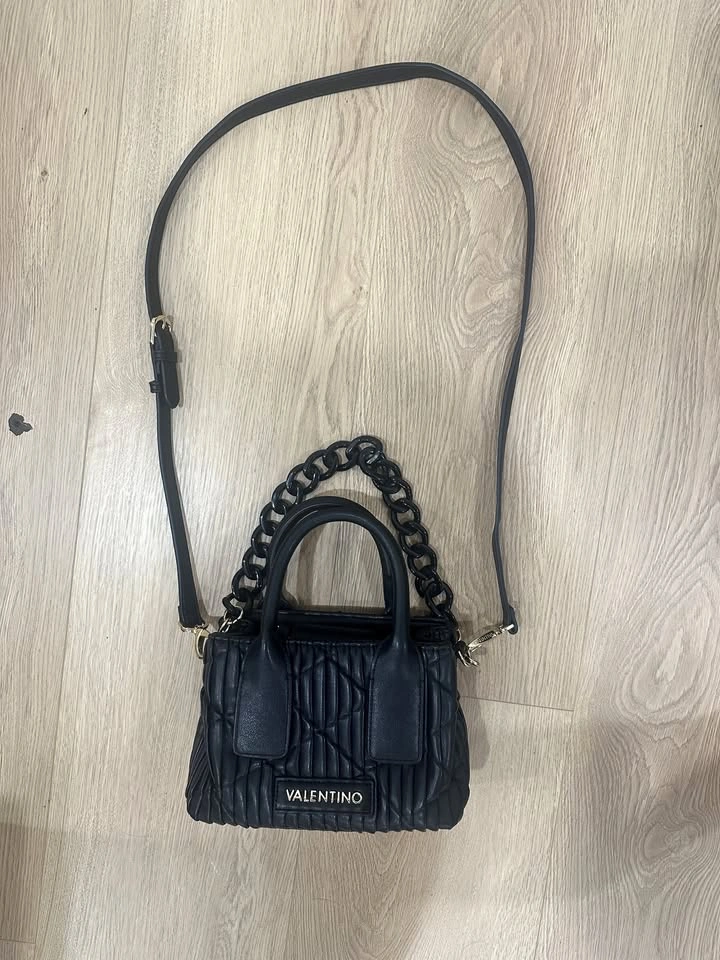 Authentic Black Valentino Quilted Handbag with Chain