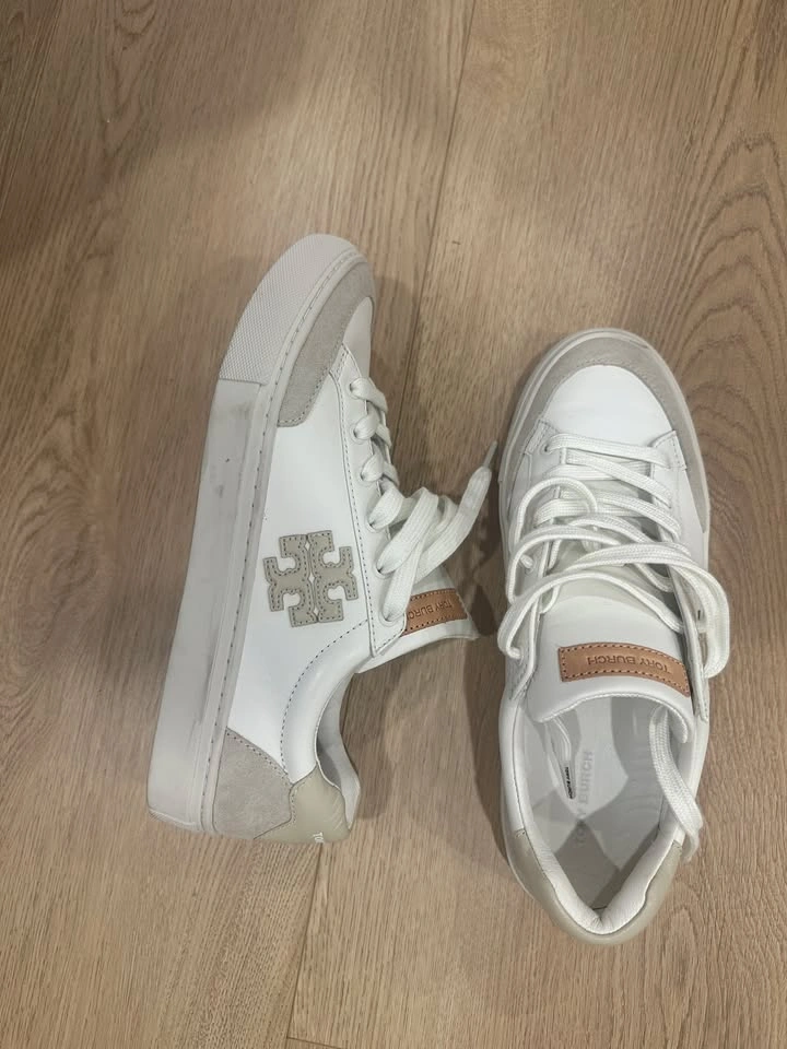 Authentic Tory Burch Howell Court Sneakers – White Leather – Siz - photo 5