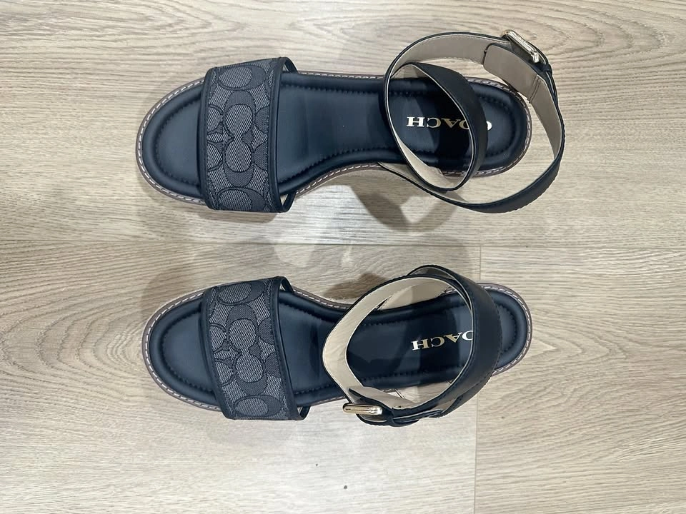 Authentic Coach Espadrille Wedge Sandals – Black – Size 9